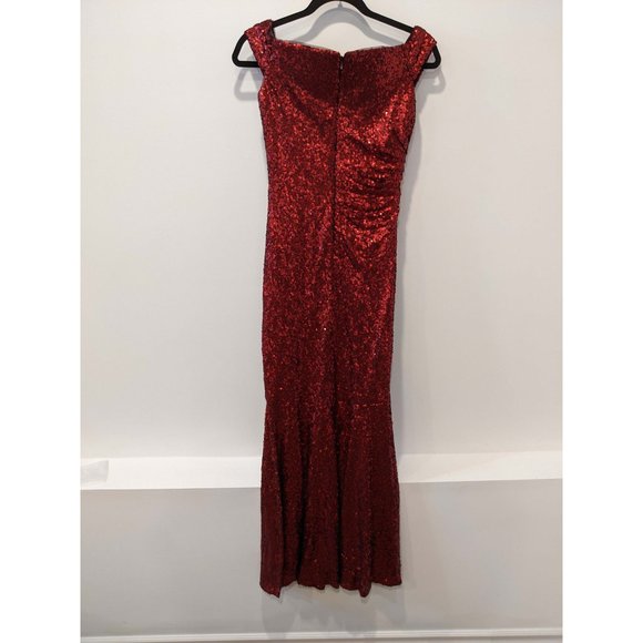 Off the shoulder red sequin Dress - Picture 2 of 4